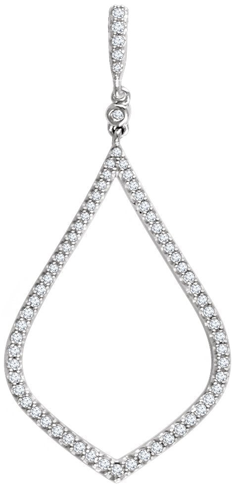 14K Gold Round Natural Diamond Geometric Necklace or Pendant - White Gold