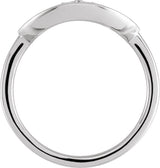14K Gold Round Natural Diamond Accented Initial Signet Ring - White Gold - view 2