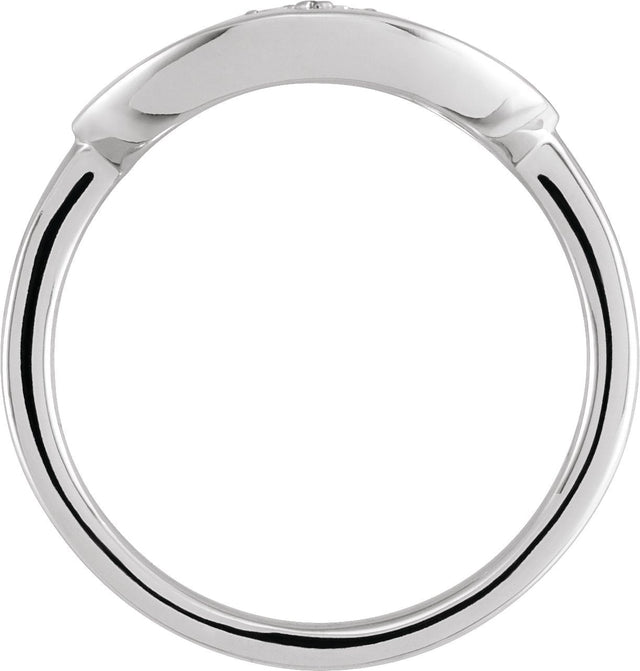 14K Gold Round Natural Diamond Accented Initial Signet Ring - White Gold - view 2