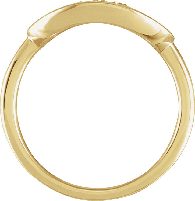 14K Gold Round Natural Diamond Accented Initial Signet Ring - Yellow Gold - view 2