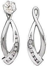 14K Gold Natural Diamond Accented Earring Jackets III - White Gold