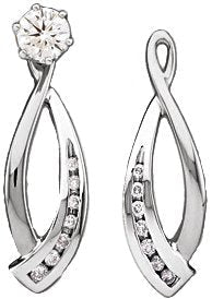 14K Gold Natural Diamond Accented Earring Jackets III - White Gold