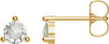 14K Gold Natural Diamond Round 3-Prong Rose-Cut Stud Earrings - Yellow Gold