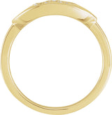 14K Gold Round Natural Diamond Accented Initial Signet Ring - Yellow Gold - view 2