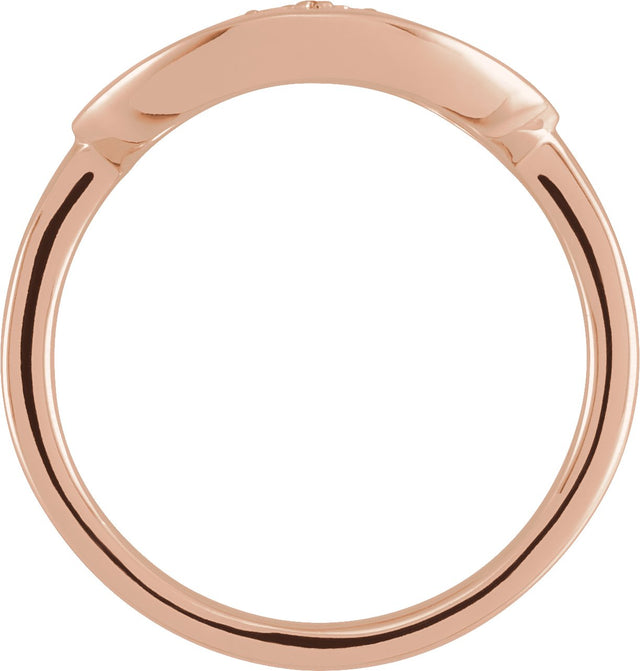 14K Gold Round Natural Diamond Accented Initial Signet Ring - Rose Gold - view 2