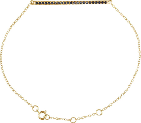 14K Gold Round Natural Blue Sapphire Accented Bar Bracelet - Yellow Gold