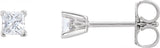14K Gold Natural Diamond Square 4-Prong V-End Scroll Setting® Stud Earrings - White Gold