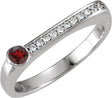 14K Gold Round Natural Mozambique Garnet Family Stackable Ring II - White Gold