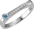 14K Gold Round Natural Aquamarine Family Stackable Ring II - White Gold