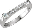 14K Gold Round Natural Diamond Family Stackable Ring II - White Gold