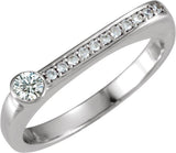 14K Gold Round Natural Diamond Family Stackable Ring II - White Gold