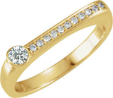 14K Gold Round Natural Diamond Family Stackable Ring II - Yellow Gold
