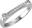 14K Gold Round Natural White Sapphire Family Stackable Ring II - White Gold