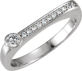 14K Gold Round Natural White Sapphire Family Stackable Ring II - White Gold