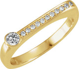 14K Gold Round Natural White Sapphire Family Stackable Ring II - Yellow Gold