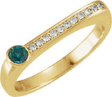 14K Gold Round Lab-Grown Alexandrite Family Stackable Ring II - Yellow Gold