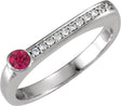 14K Gold Round Natural Ruby Family Stackable Ring II - White Gold