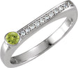 14K Gold Round Natural Peridot Family Stackable Ring II - White Gold