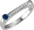 14K Gold Round Natural Blue Sapphire Family Stackable Ring II - White Gold