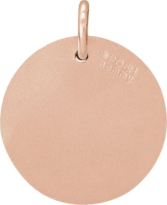 14K Gold Round Natural Diamond Posh Mommy® Initial Necklace or Pendant - Rose Gold - view 4