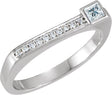 14K Gold Square Natural Diamond Family Stackable Ring – 3x3mm - White Gold