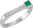 14K Gold Square Natural Emerald Family Stackable Ring – 3x3mm - White Gold