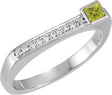 14K Gold Square Natural Peridot Family Stackable Ring – 3x3mm - White Gold