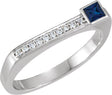 14K Gold Square Natural Blue Sapphire Family Stackable Ring – 3x3mm - White Gold