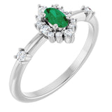 Platinum Oval Lab-Grown Emerald Halo-Style Ring