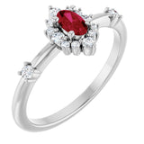 Platinum Oval Natural Ruby Halo-Style Ring