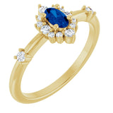 14K Gold Oval Lab-Grown Blue Sapphire Halo-Style Ring - Yellow Gold