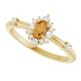 14K Gold Oval Natural Citrine Halo-Style Ring - Yellow Gold - view 5