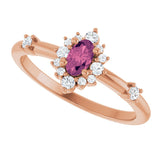 14K Gold Oval Natural Pink Tourmaline Halo-Style Ring - Rose Gold - view 5