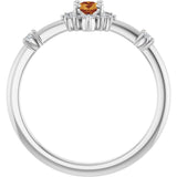 14K Gold Oval Natural Citrine Halo-Style Ring - White Gold - view 2