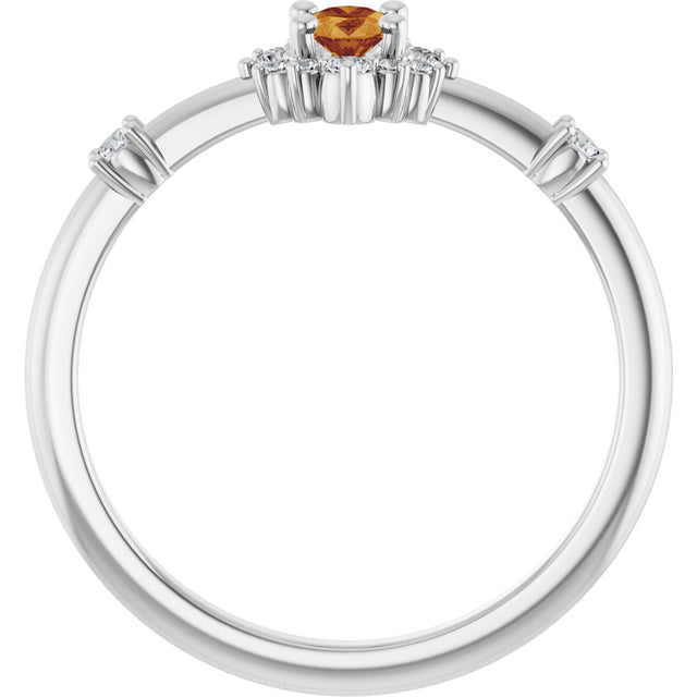 Platinum Oval Natural Citrine Halo-Style Ring - view 2