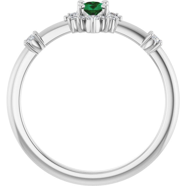 Platinum Oval Lab-Grown Emerald Halo-Style Ring - view 2