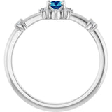 14K Gold Oval Natural Blue Zircon Halo-Style Ring - White Gold - view 2