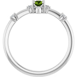 Platinum Oval Natural Peridot Halo-Style Ring - view 2