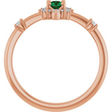 14K Gold Oval Lab-Grown Emerald Halo-Style Ring - Rose Gold - view 2