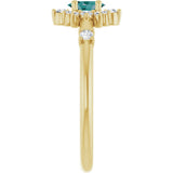 14K Gold Oval Lab-Grown Alexandrite Halo-Style Ring - Yellow Gold - view 4