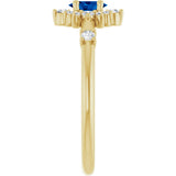14K Gold Oval Natural Blue Sapphire Halo-Style Ring - Yellow Gold - view 4