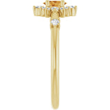14K Gold Oval Natural Citrine Halo-Style Ring - Yellow Gold - view 4