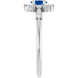 Platinum Oval Natural Blue Sapphire Halo-Style Ring - view 4