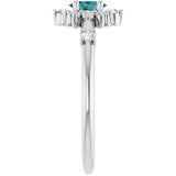 14K Gold Oval Lab-Grown Alexandrite Halo-Style Ring - White Gold - view 4