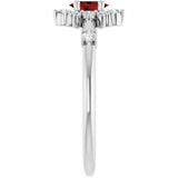 14K Gold Oval Natural Mozambique Garnet Halo-Style Ring - White Gold - view 4