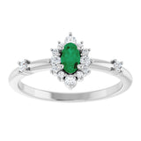 Platinum Oval Lab-Grown Emerald Halo-Style Ring - view 3
