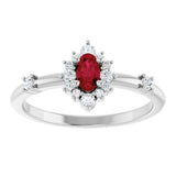 Platinum Oval Lab-Grown Ruby Halo-Style Ring - view 3