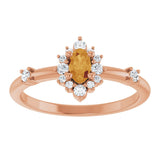 14K Gold Oval Natural Citrine Halo-Style Ring - Rose Gold - view 3