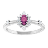 Platinum Oval Natural Pink Tourmaline Halo-Style Ring - view 3