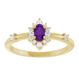 14K Gold Oval Natural Amethyst Halo-Style Ring - Yellow Gold - view 3